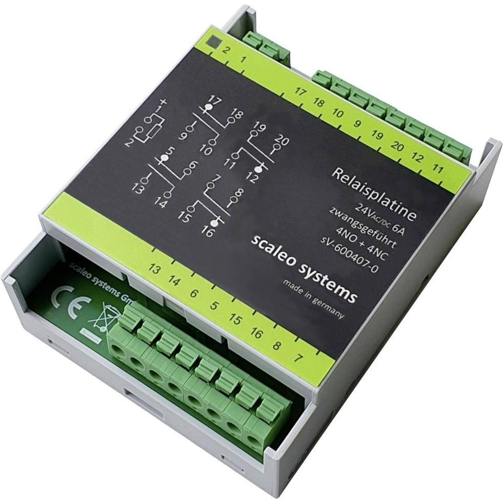 Scaleo Systems Sicherheitsrelais mit Verpolschutzdiode, mit LED, mit Gehäuse 1 St. Typ 24V 4-fach 4, Relais