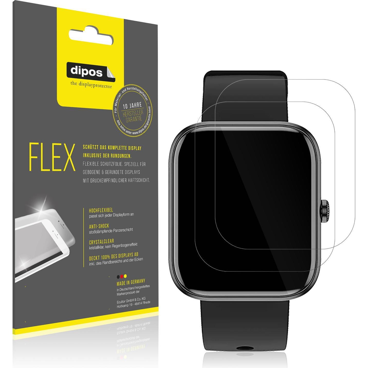 Dipos Displayschutzfolie Full-Cover 3D, Smartwatch Schutzfolie, Transparent
