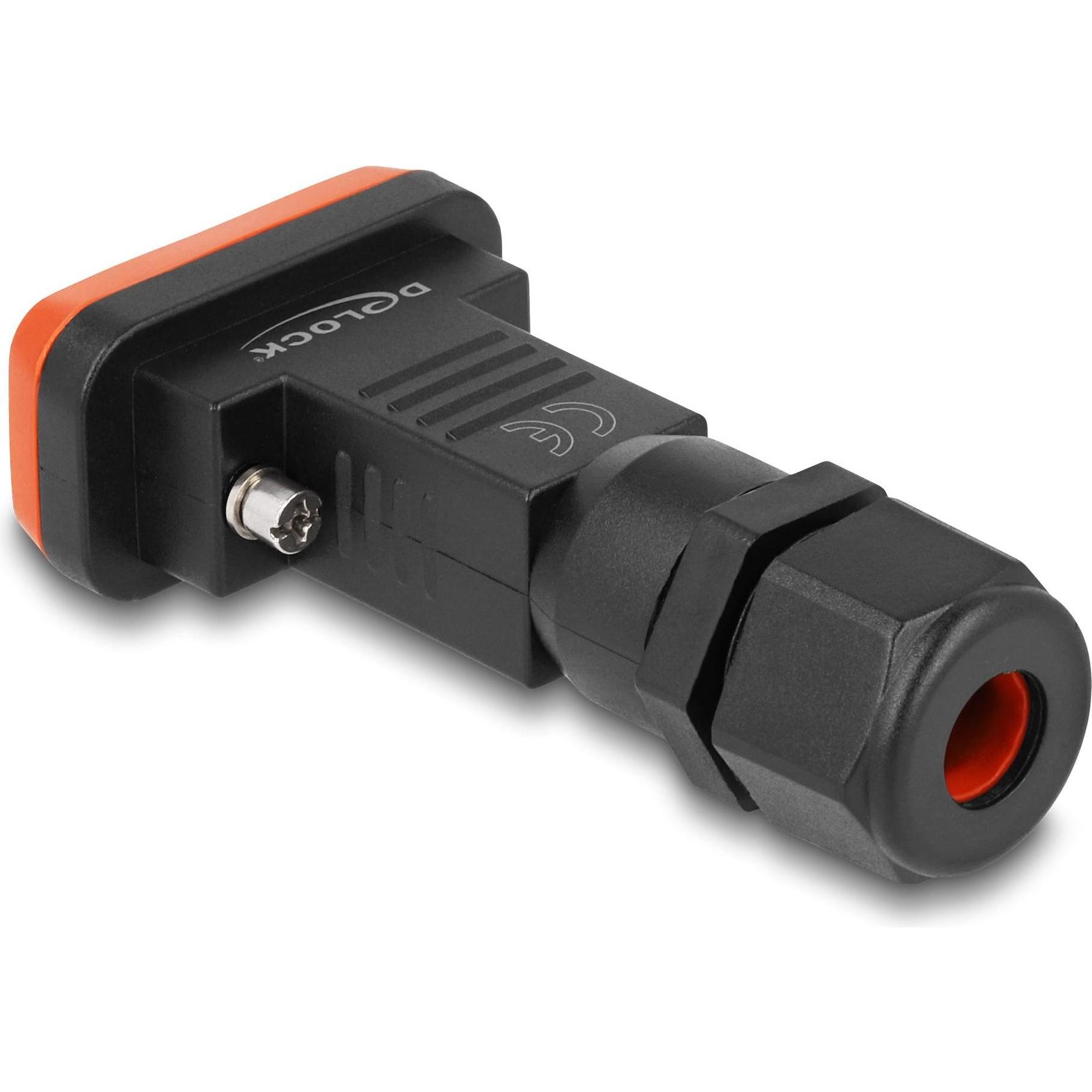 Thumbnail - Delock Adapter D-Sub HD 9 Pin Buchse mit Gehäuse IP67 wasserfest (Sub-D 9, 4.10 cm), Data + Video Adapter, Schwarz, Rot