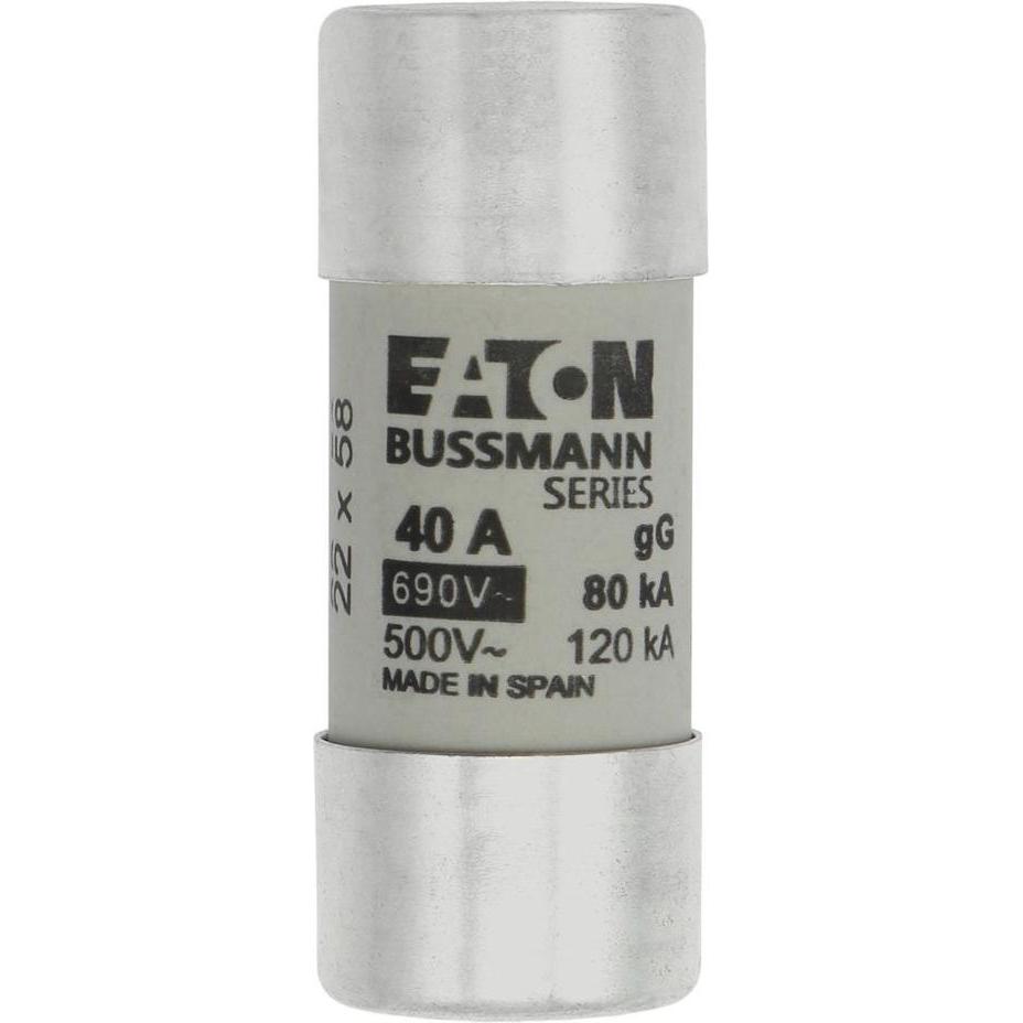 10x Eaton, Sicherung, Sicherungseinsatz, Niederspannung, 40 A, AC 690 V, 80 kA, 22 x 58 mm, gL/gG, IEC C22G40 (Feinsiche...