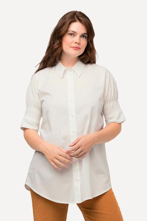 Immagine prodotto Ulla Popken Maglia in cotone biologico con colletto da camicia e mezze maniche a punto smock (54)
