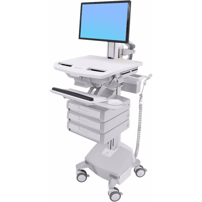 Ergotron Cart with LCD Pivot, LiFe Powered, 3 Drawers - Wagen - für LCD-Display / PC-Ausr, Notebookwagen, Weiss