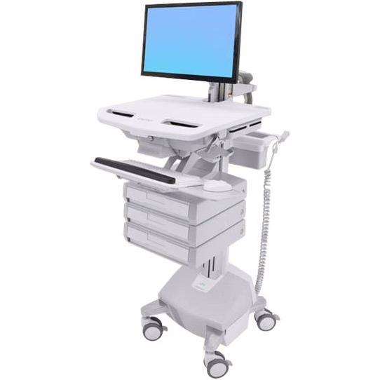 Ergotron Cart with LCD Arm, LiFe Powered, 3 Drawers - Wagen - für LCD-Display / PC-Ausrüs, Notebookwagen, Weiss