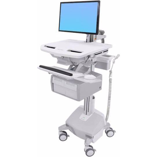 Thumbnail - Ergotron Cart with LCD Arm, LiFe Powered, 2 Tall Drawers - Wagen - für LCD-Display / PC-A, Notebookwagen, Weiss
