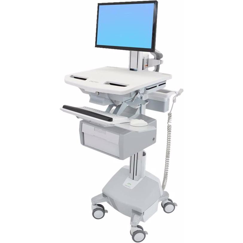 Thumbnail - Ergotron Cart with LCD Pivot, LiFe Powered, 1 Tall Drawer - Wagen - für LCD-Display / PC-, Notebookwagen, Weiss