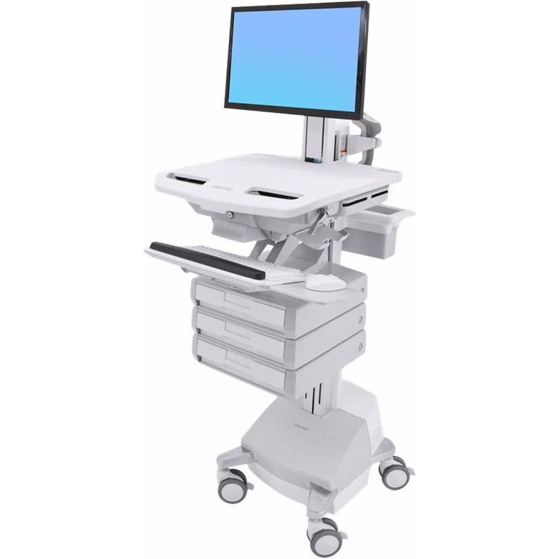 Ergotron Cart with LCD Pivot, SLA Powered, 3 Drawers - Wagen - für LCD-Display / PC-Ausrü, Notebookwagen, Weiss