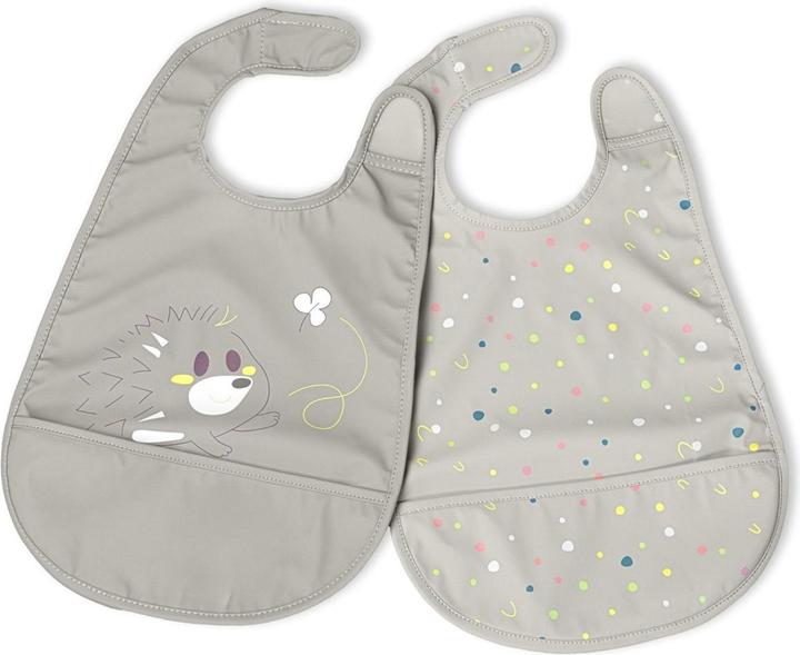 Produktbild Chicco Lätzchen aus Baumwolle, 2 Stk. GREY - 6m+ (6 Monate)
