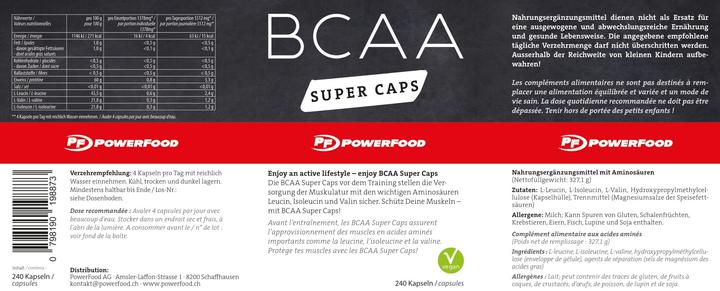 Nutritional values and ingredients Powerfood Bcaa (1 Piece, Capsules, 389 g)