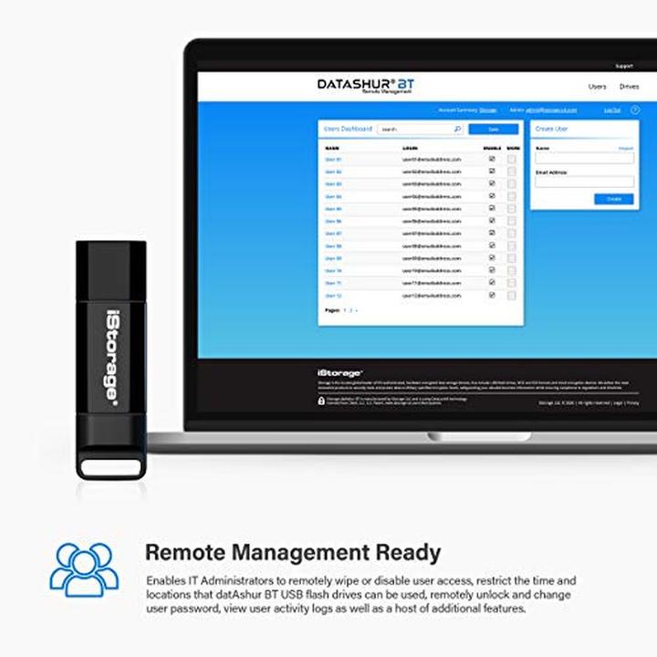 Immagine prodotto iStorage datAshur BT - Unità flash USB (biometrica) (128 GB, USB-A)