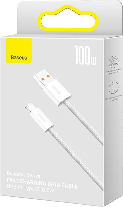 Produktbild Baseus Cable USB to USB-C Dynamic Series, 100W, 2m (white) (2 m, USB 2.0, 100 W)