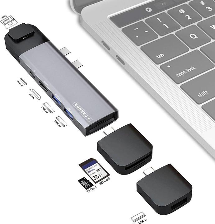 Actual product image Caruba multifunctional 9 in 1 USB C Hub Space Grey (USB-C, 9 ports)