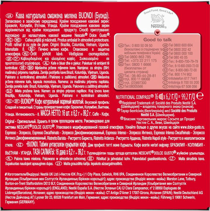 Image du produit Nescafé Dolce Gusto Buondi (16 x Port.)