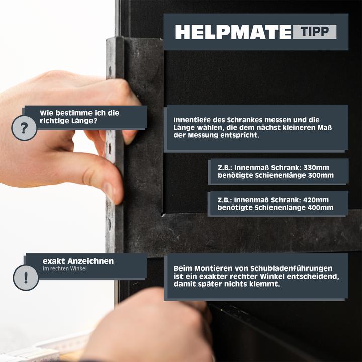 Produktbild Helpmate Rollschubführung 450 mm, Teilauszug, 1 Paar