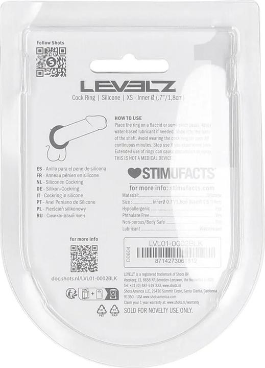 Nutritional values and ingredients Shots Solid Silicone Cockring - XS - Black (4 cm)