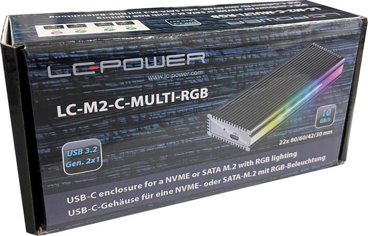 Produktbild LC-Power Externes Gehäuse LC-M2-C-MULTI-RGB M.2 (M.2 2242, M.2 2260, M.2 2280)