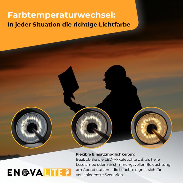 Productafbeelding Enovalite LED-Akku-Tischleuchte, ELED700401, EEK: D dimmbar, CCT, weiss (150 lm)