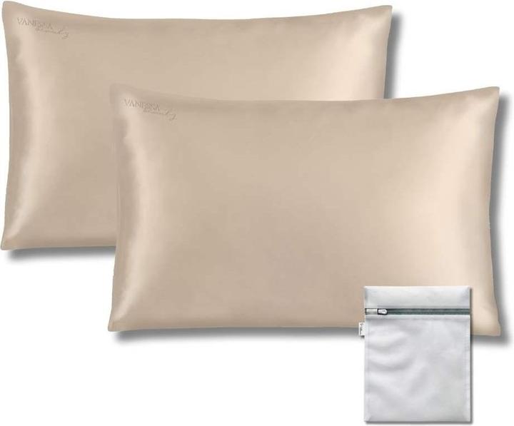 Vanessa Beauty Seidenkissenbezug 2er-Set mit Waschbeutel