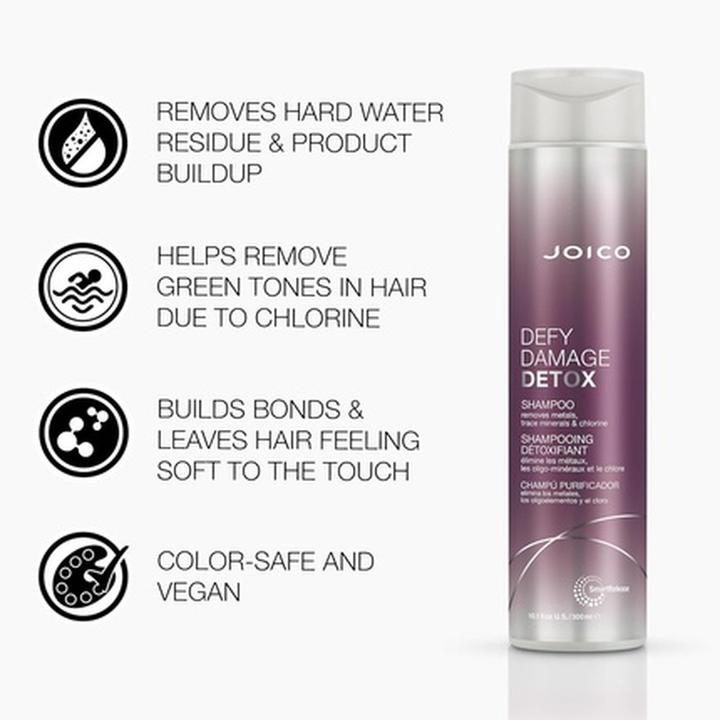 Immagine prodotto Joico Defy Damage Detox Shampoo - Removes Chlorine, Hard Water Residue, and Product Build-Up (Shampoo liquido)