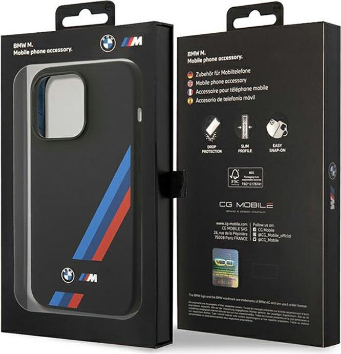 Produktbild BMW Etui BMHCP14L22SOTK iPhone 14 Pro 6,1" czarny/black Silicone Slanted Sttripes (Apple iPhone 14 Pro)