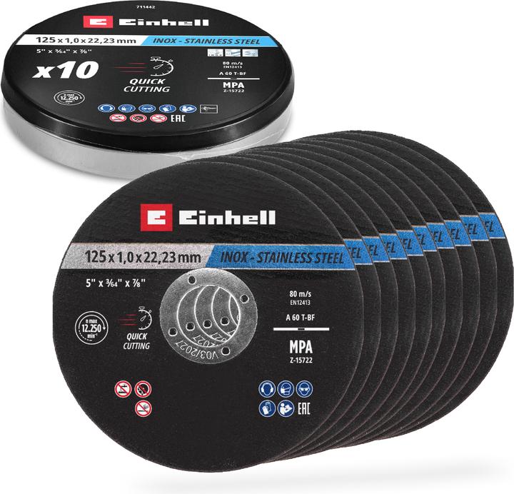 Image du produit Einhell Trennscheiben, 711442, 125x1,0 mm, 10 Stück