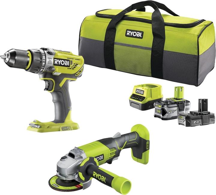 Immagine prodotto Ryobi 18 V ONE+ Kombo-Kit R18CK2-2C20G, Akku-Schlagbohrschrauber, Akku-Schlagschrauber, 2 Akkus (2,0
