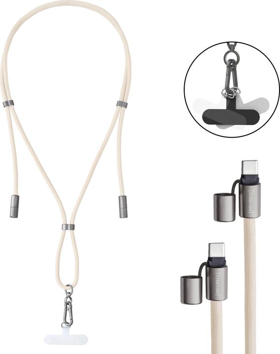 Intenso Handykette als Lade- + Datenkabel USB-C bis 1,65m beige (1.65 m, USB 2.0, 60 W)