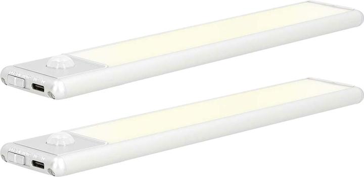 Immagine prodotto Nedis Set di 2 strisce luminose a LED ricaricabili con sensore di movimento (Bianco caldo, 1.40 cm, Interno)