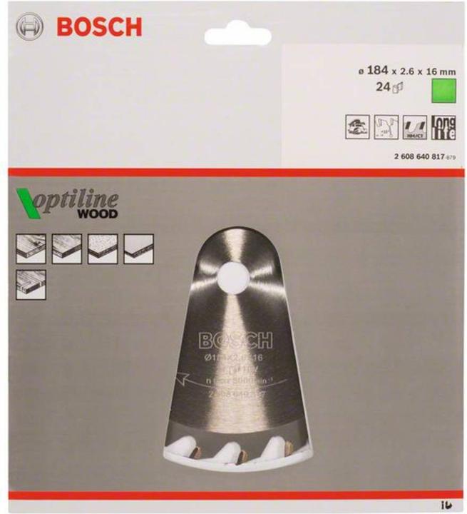 Produktbild Bosch Professional Zubehör PRO Wood Kreissägeblatt, 184 x 2.6 x 16 mm