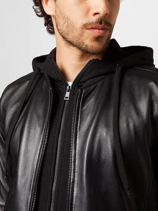 Actual product image Freaky Nation Sporty Hooded Leather Jacket (XXL)