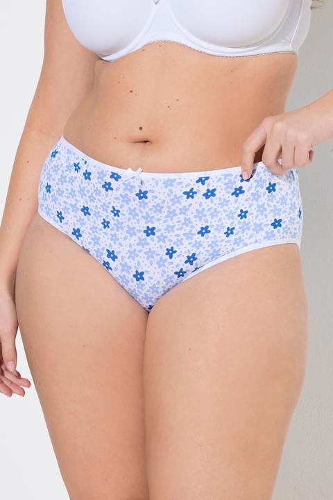 Produktbild Ulla Popken Midislips, 5er-Pack, Blumen/Blautöne (46, 48, 5er Pack)