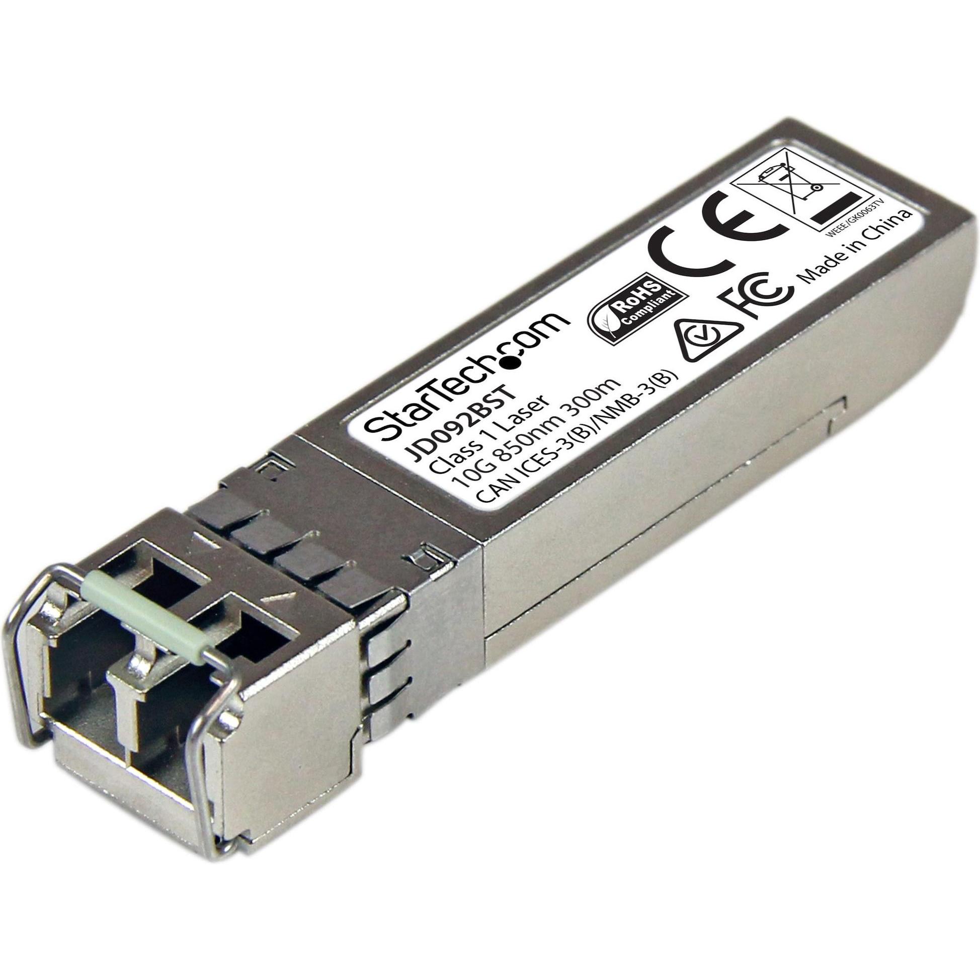 StarTech 10 Gigabit LWL SFP+ Transceiver Modul - HP JD092B kompatibel - MM LC mit DDM - 300m - 10GBase-SR, Transceiver, ...