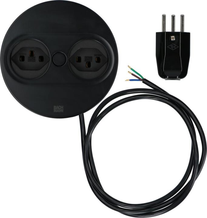 Actual product image Bachmann Einbausteckd. TWIST rund Schwarz 2xCH