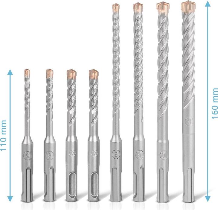 Actual product image Stahlwerk SDS-Plus drill bit set 8-piece, 5-12 mm with box Ideal for stone concrete (8 millimetres, 6 millimetres, 12 millimetres, 5 millimetres, 10 millimetres)