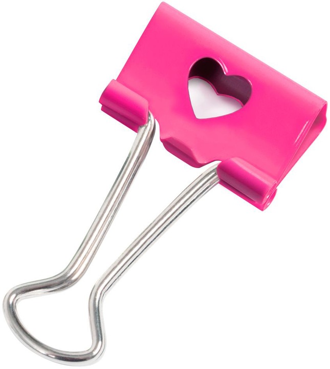 Produktbild Rapesco Foldback-Klammer, (B)19 mm, pink, Herz (20 x)