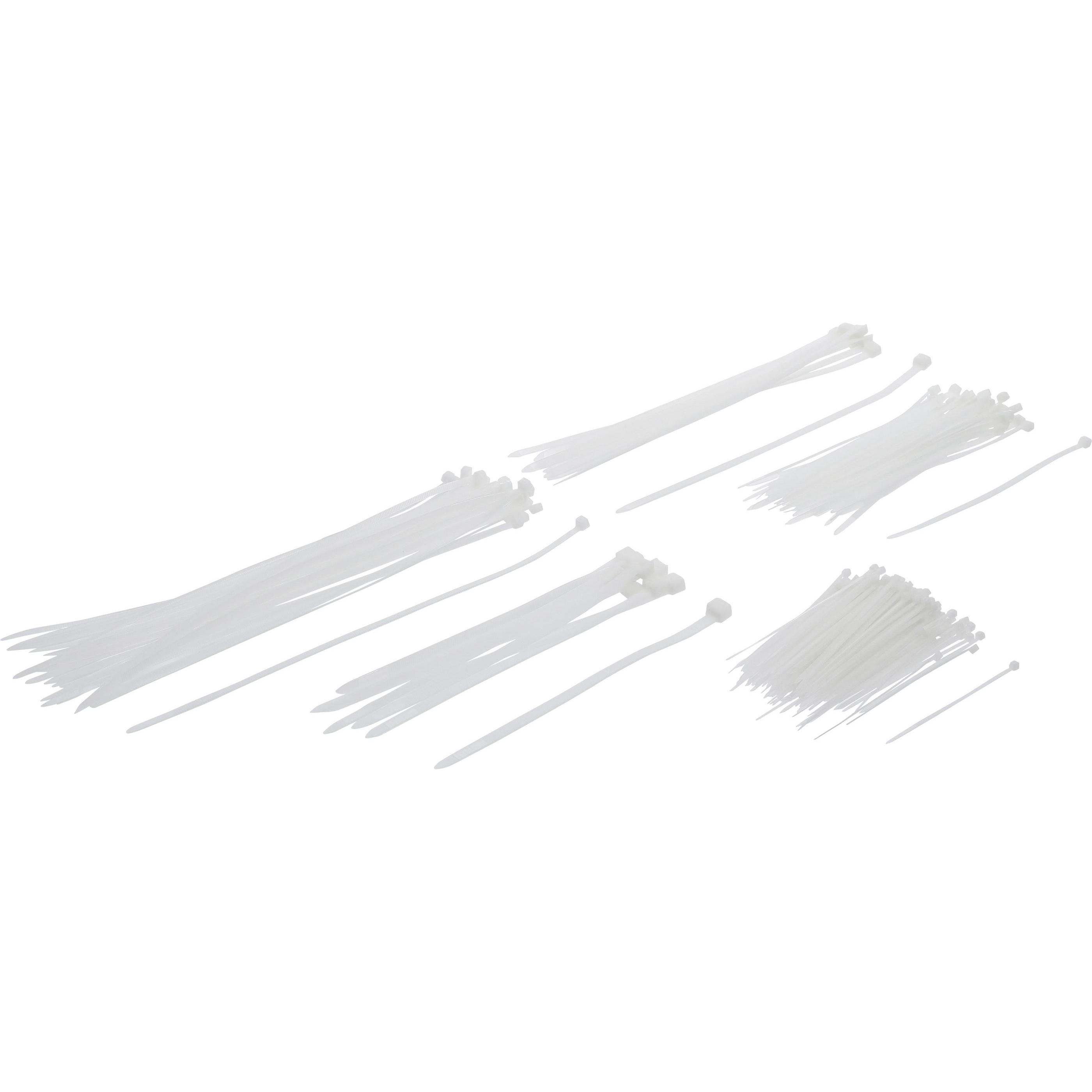 BGS, Kabelbinder, Kabelbinder-Sortiment weiss verschiedene Grössen 250-tlg. (Kunststoffkabelbinder, 250 mm, 250 Stk.)