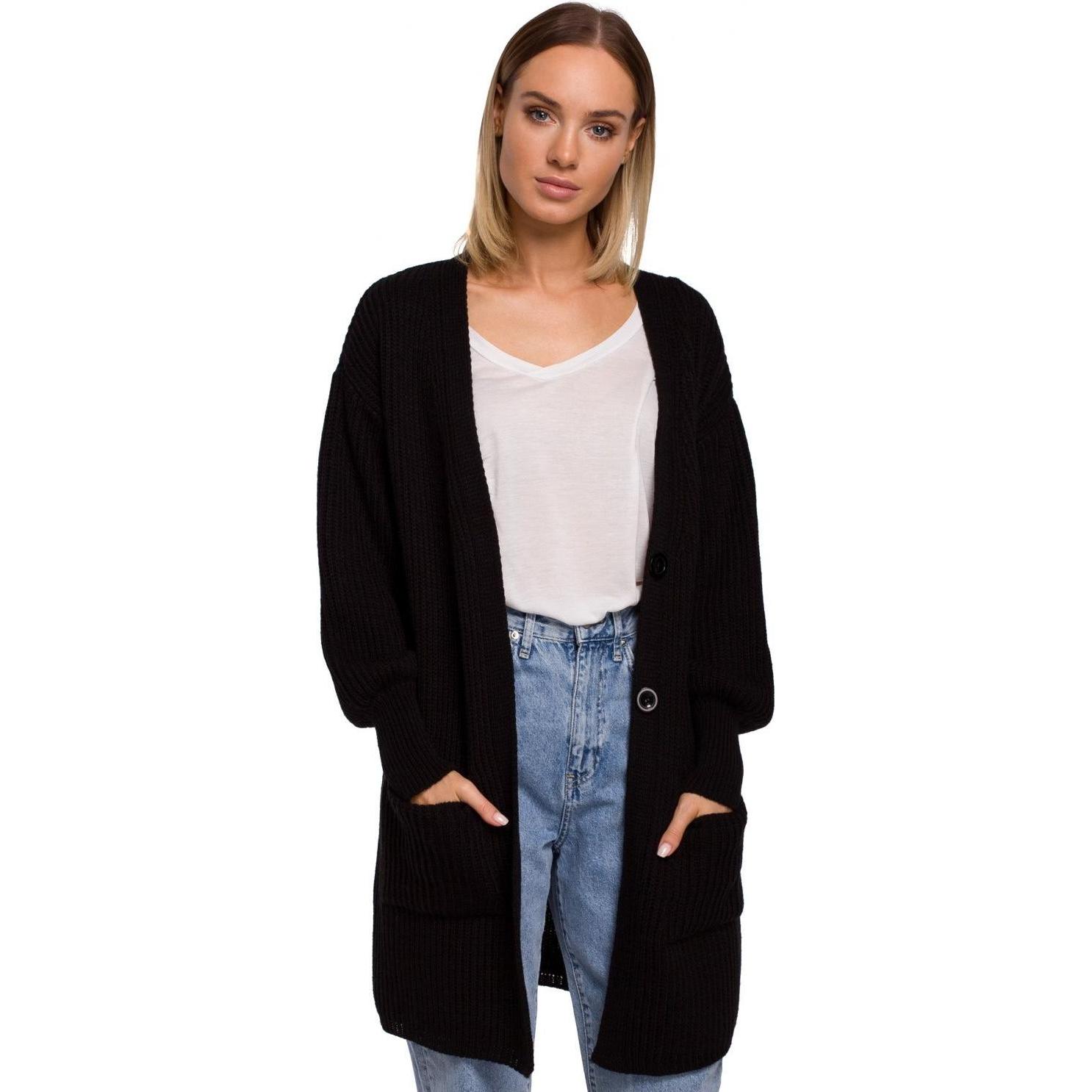 Made of Emotion, Damen, Pullover, Cardigan model, Schwarz, (L)