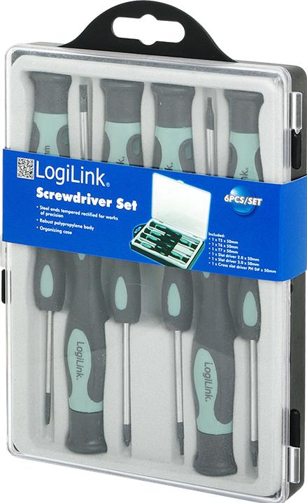 Actual product image LogiLink 6-piece screwdriver set 1x T5/T6/T7/ x 50mm each, 2x slot, 1x cross (Port, Cross recess, Hexagon socket round)