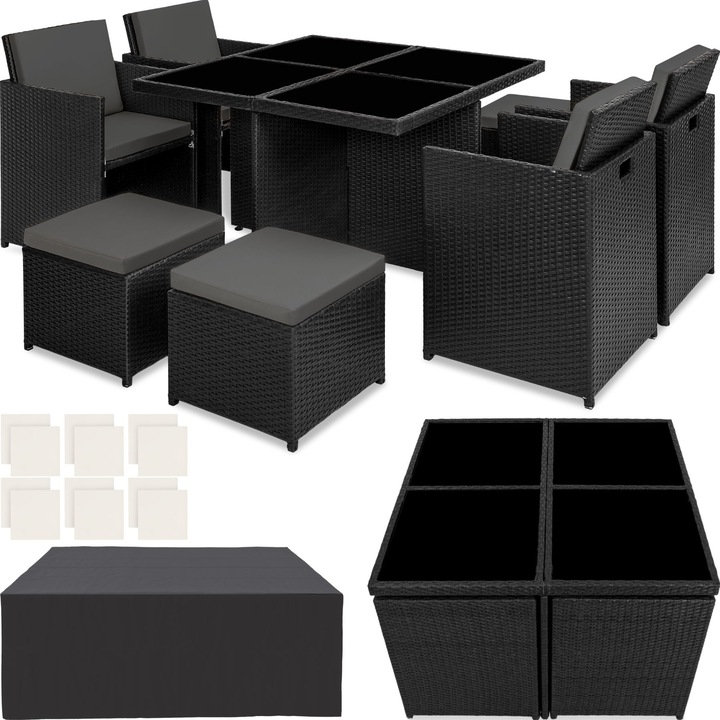 Produktbild tectake Aluminium Rattan Sitzgruppe Manhattan (100 cm)