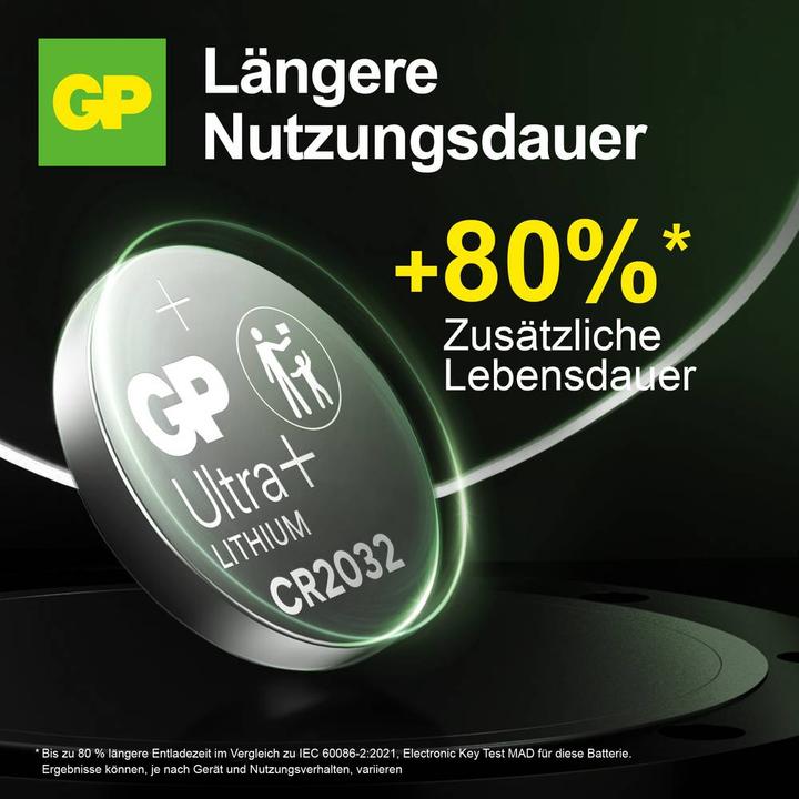Productafbeelding GP Batteries GP knoopcel CR 2032 3 V 10 st. 240 mAh Li-MnO2 GP Ultra Plus batterij Lithium (10 Pcs., CR2032, 240 mAh)