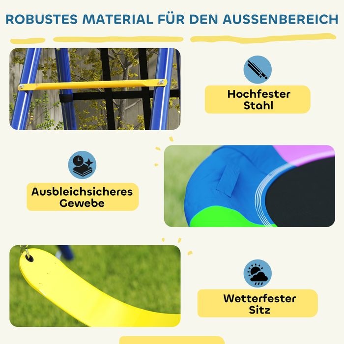 Image du produit Swisshandel24 Kinderschaukel-Set 6 in 1 Schaukelgerüst aus Stahl mit Gurtschaukel Nestschaukel