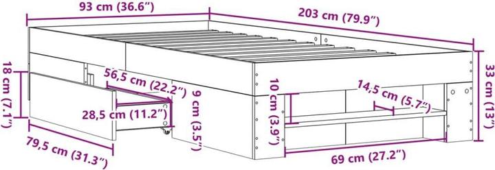 Actual product image vidaXL Bedstead (90 x 200 cm)