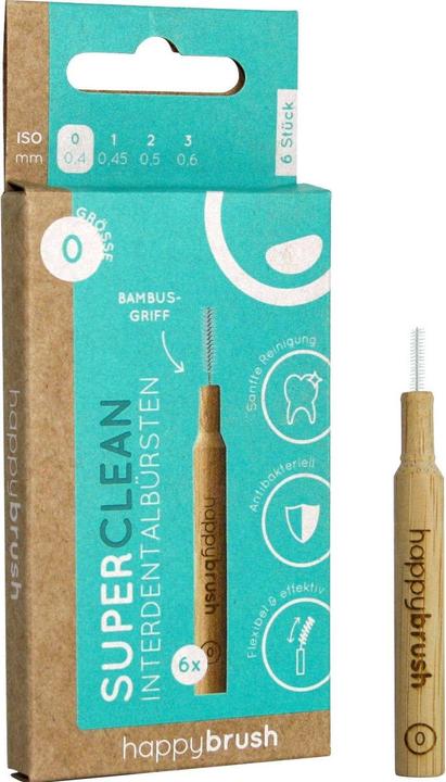 Actual product image happybrush Interdental brushes SuperClean ISO 0 0.4 mm Brown 6 pieces (6 x, 0.40 mm)