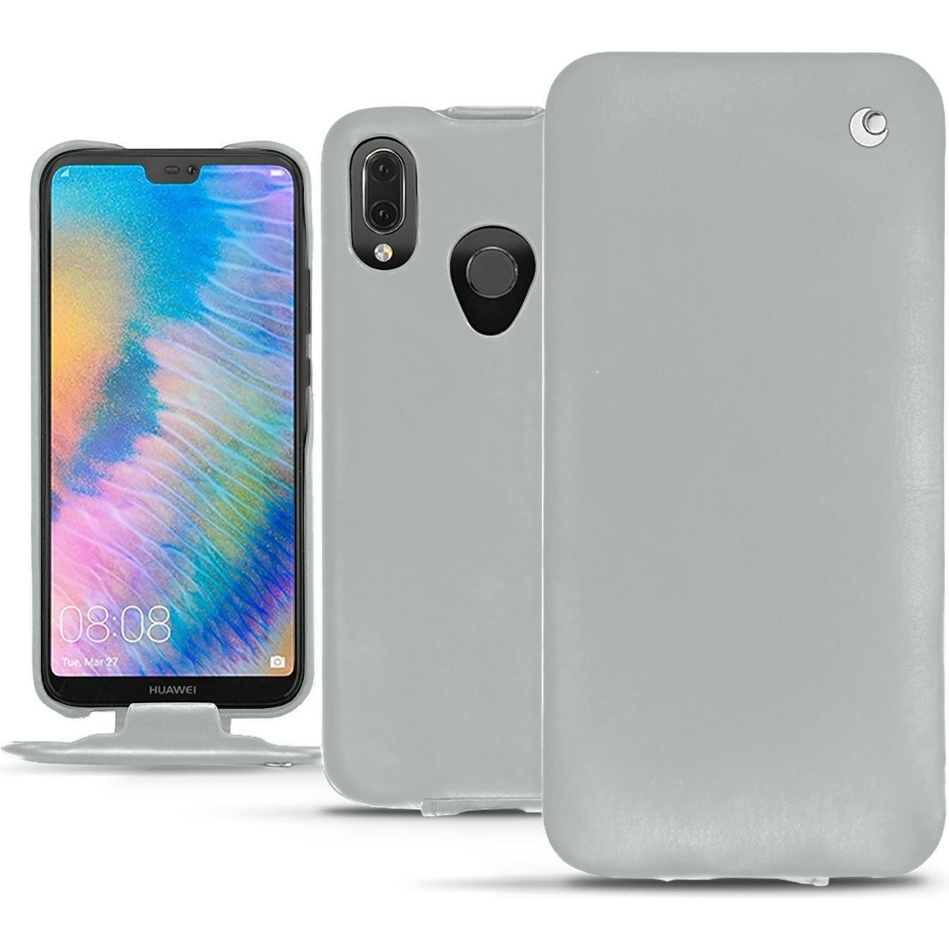 Noreve Lederschutzhülle vertikal (Huawei P20 Lite), Smartphone Hülle, Grau