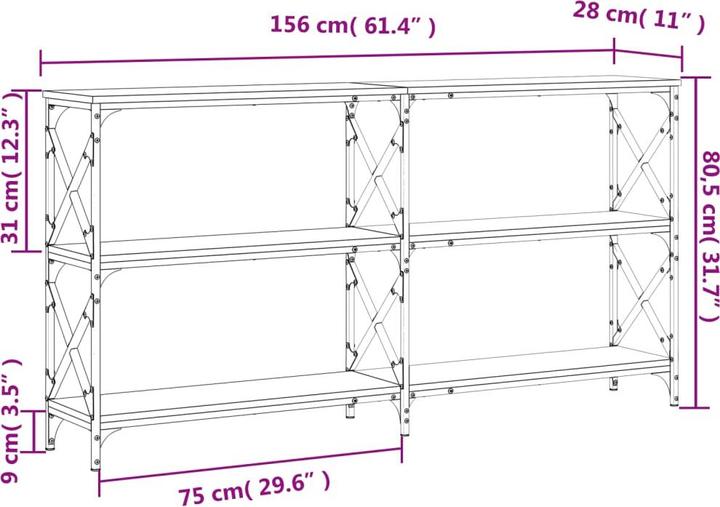 Produktbild vidaXL Konsolentisch (156 x 28 x 80.50 cm)