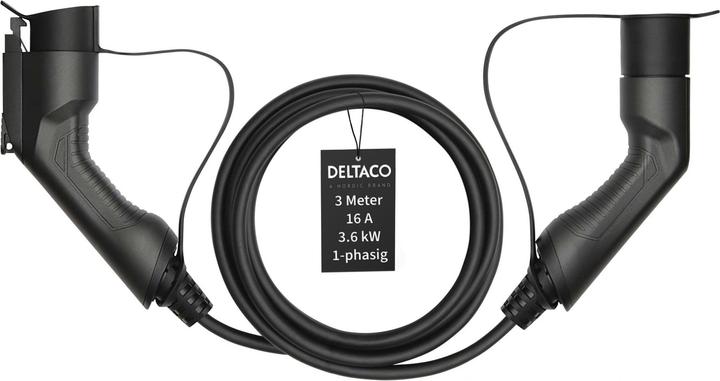 Produktbild Deltaco Typ 2 auf Typ 1 Kabel (Typ 1, 3.60 kW, 16 A, 3 m)