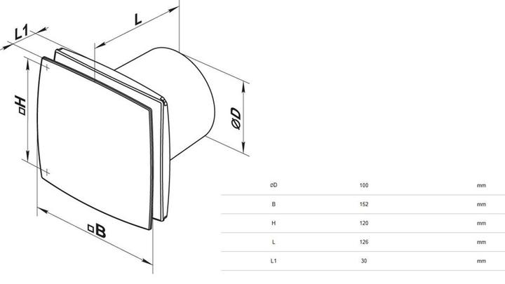 Produktbild Haushalt Exhaust Ventilator 100lda Alu Mat