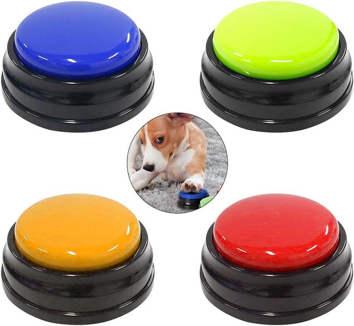 Actual product image Naveso Buzzer-Set mit Aufnahmefunktion für Hunde (4 Stück) (Intelligence toy dog, Dog activity toy)