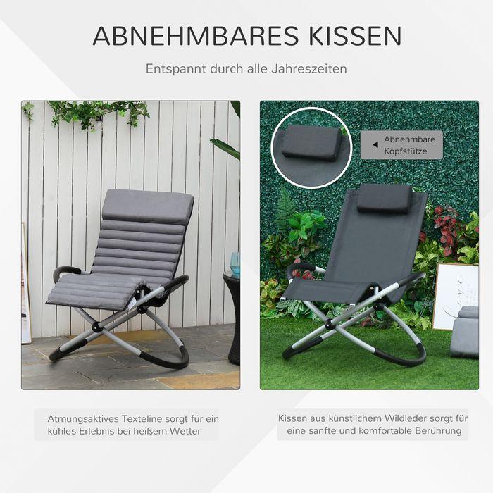 Produktbild Swisshandel24 Schaukelstuhl ergonomischer 2 In 1 Schwingsessel Gartenstuh Schaukelliege Metall Texteline kugelförm