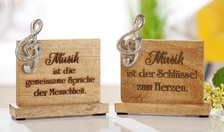 Actual product image Gilde Wooden messages music mango wood, with aluminium clef applique.