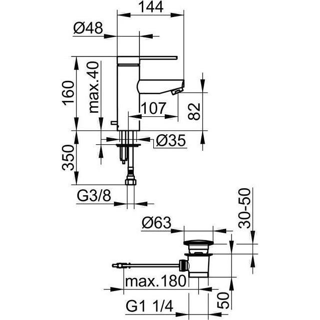 Thumbnail - Keuco, Badarmatur, EH-WT-MI 90 PLAN BLUE m ZAG alu-fin